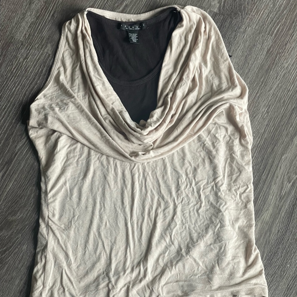 Laundry By Shelli Segal Cowl neck tank with charcoal Ribbed tank liner